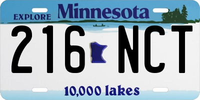 MN license plate 216NCT