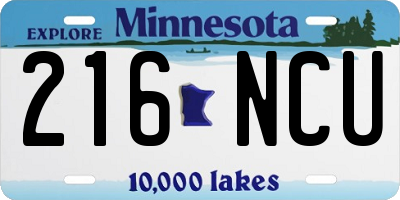 MN license plate 216NCU