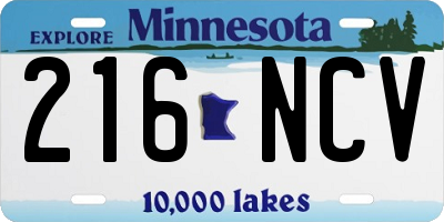 MN license plate 216NCV
