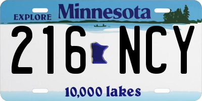 MN license plate 216NCY