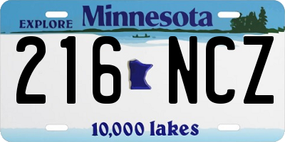 MN license plate 216NCZ