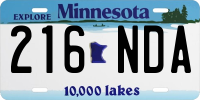 MN license plate 216NDA