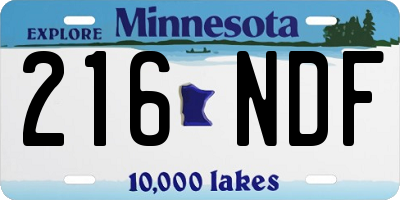 MN license plate 216NDF