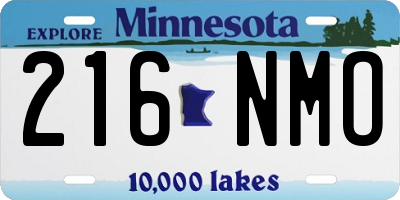 MN license plate 216NMO