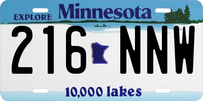 MN license plate 216NNW
