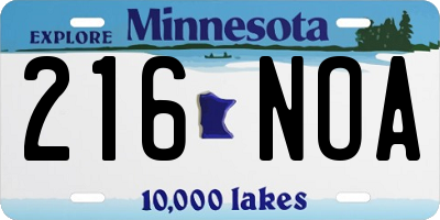 MN license plate 216NOA