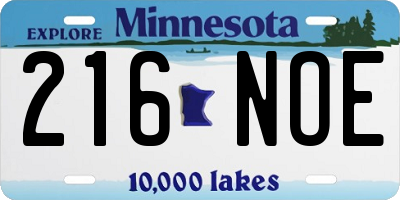 MN license plate 216NOE