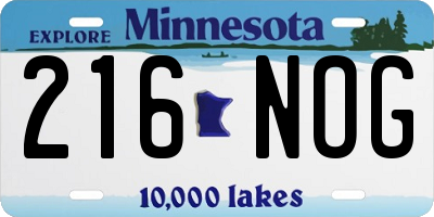 MN license plate 216NOG