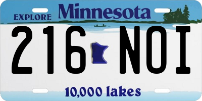 MN license plate 216NOI