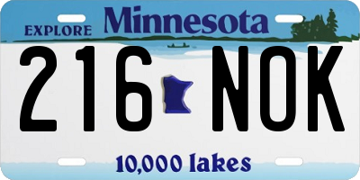 MN license plate 216NOK