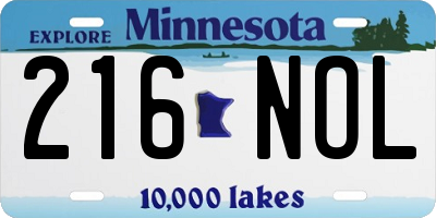 MN license plate 216NOL