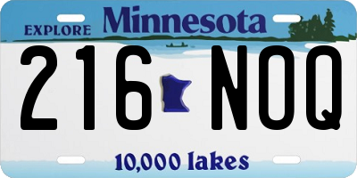 MN license plate 216NOQ