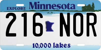 MN license plate 216NOR