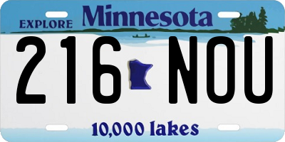 MN license plate 216NOU