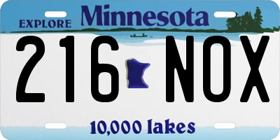 MN license plate 216NOX