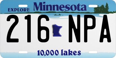 MN license plate 216NPA