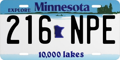 MN license plate 216NPE