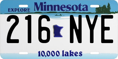 MN license plate 216NYE
