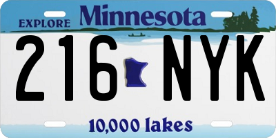 MN license plate 216NYK