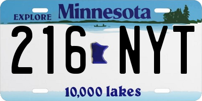 MN license plate 216NYT
