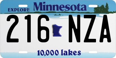 MN license plate 216NZA