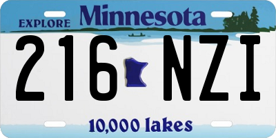 MN license plate 216NZI