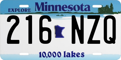 MN license plate 216NZQ