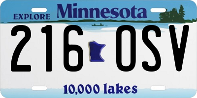 MN license plate 216OSV