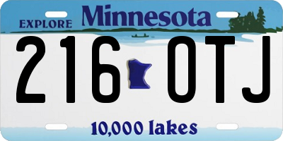 MN license plate 216OTJ