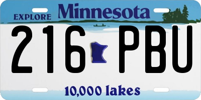 MN license plate 216PBU