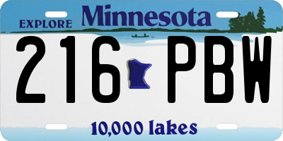 MN license plate 216PBW