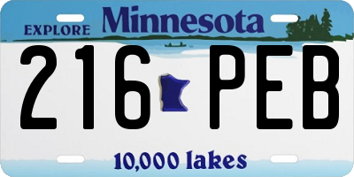 MN license plate 216PEB