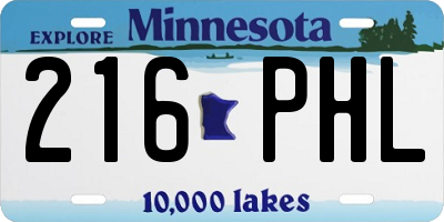 MN license plate 216PHL