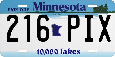 MN license plate 216PIX