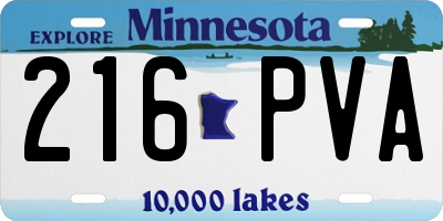 MN license plate 216PVA