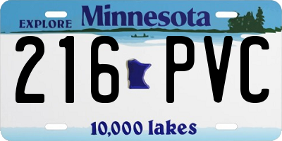 MN license plate 216PVC
