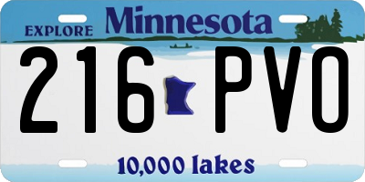 MN license plate 216PVO