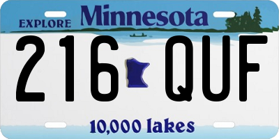 MN license plate 216QUF