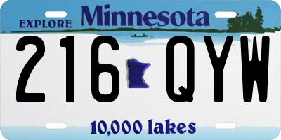 MN license plate 216QYW