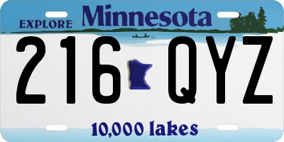MN license plate 216QYZ