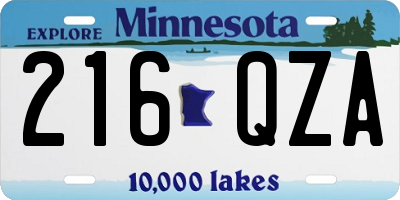 MN license plate 216QZA