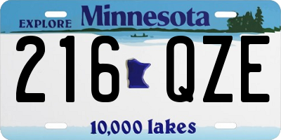 MN license plate 216QZE