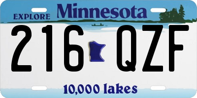 MN license plate 216QZF