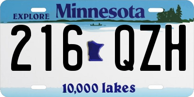 MN license plate 216QZH