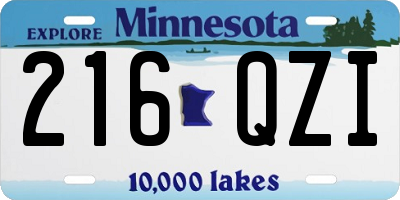 MN license plate 216QZI