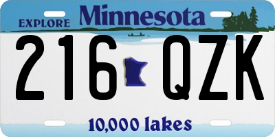 MN license plate 216QZK