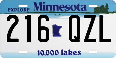 MN license plate 216QZL