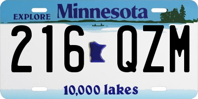 MN license plate 216QZM