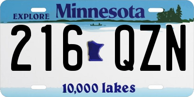 MN license plate 216QZN