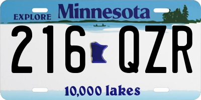 MN license plate 216QZR